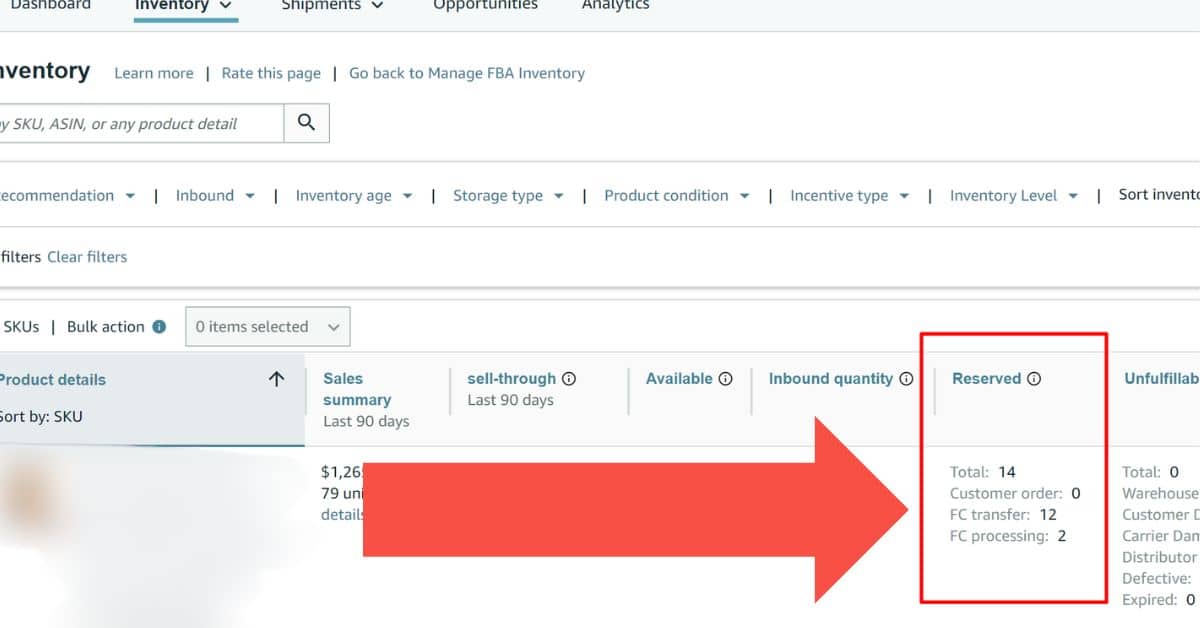 FBA Inventory Reserved Example - What Does Reserved Mean in Amazon FBA Inventory - The Source Approach - eCommerce Consultant and Amazon Consultant